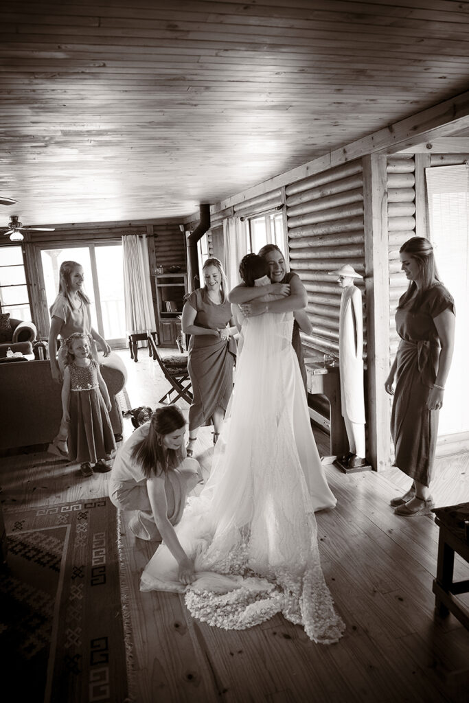 Timeless candid sepia/ black and white bride and bridesmaids getting ready on her special day shot by Kevin Mark Pass Photography, makeup by Storm Pass